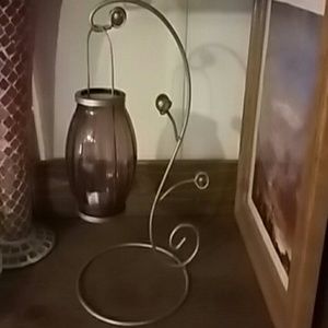 Vintage Table Candle holds glass globe and.metal stand